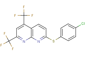 5,7-bis(trifluoromethyl)[1,8]naphthyridin-2-yl 4-chlorophenyl sulfide