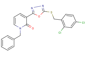 1-benzyl-3-{5-[(2,4-dichlorobenzyl)sulfanyl]-1,3,4-oxadiazol-2-yl}-2(1H)-pyridinone