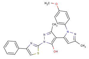 3,3′-Dimethyl-1-(4-phenyl-2-thiazolyl)-1′-(4-methoxyphenyl)-5-hydroxy[4,5′]-bipyrazol