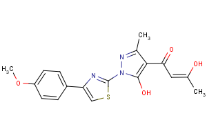 3-hydroxy-1-{5-hydroxy-1-[4-(4-methoxyphenyl)-1,3-thiazol-2-yl]-3-methyl-1H-pyrazol-4-yl}-2-buten-1-one