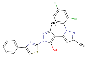 1-(4-Phenyl-2-thiazolyl)-1′-(2,4-dichlorophenyl)-3,3′-dimethyl-5-hydroxy[4,5′]-bipyrazol