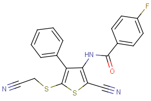N-{2-cyano-5-[(cyanomethyl)sulfanyl]-4-phenyl-3-thienyl}-4-fluorobenzenecarboxamide
