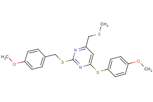 4-({2-[(4-methoxybenzyl)sulfanyl]-6-[(methylsulfanyl)methyl]-4-pyrimidinyl}sulfanyl)phenyl methyl ether