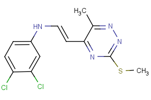 3,4-dichloro-N-{2-[6-methyl-3-(methylsulfanyl)-1,2,4-triazin-5-yl]vinyl}aniline