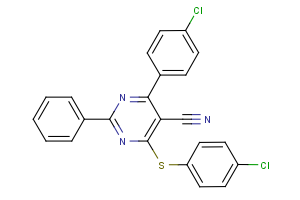 4-(4-chlorophenyl)-6-[(4-chlorophenyl)sulfanyl]-2-phenyl-5-pyrimidinecarbonitrile
