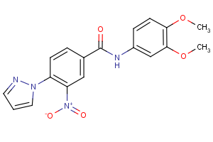 N-(3,4-dimethoxyphenyl)-3-nitro-4-(1H-pyrazol-1-yl)benzenecarboxamide
