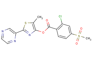 5-methyl-2-(2-pyrazinyl)-1,3-thiazol-4-yl 2-chloro-4-(methylsulfonyl)benzenecarboxylate
