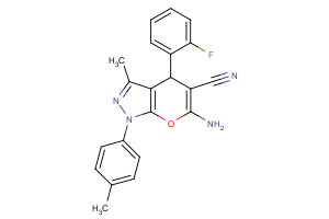 6-amino-4-(2-fluorophenyl)-3-methyl-1-(4-methylphenyl)-1,4-dihydropyrano[2,3-c]pyrazole-5-carbonitrile