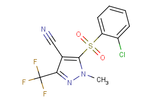 5-[(2-chlorophenyl)sulfonyl]-1-methyl-3-(trifluoromethyl)-1H-pyrazole-4-carbonitrile