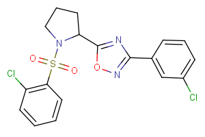 3-(3-chlorophenyl)-5-{1-[(2-chlorophenyl)sulfonyl]-2-pyrrolidinyl}-1,2,4-oxadiazole