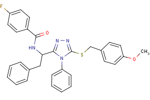 4-fluoro-N-(1-{5-[(4-methoxybenzyl)sulfanyl]-4-phenyl-4H-1,2,4-triazol-3-yl}-2-phenylethyl)benzenecarboxamide