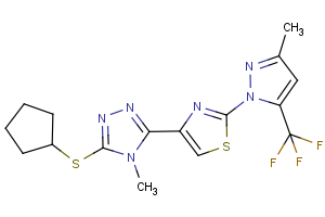 3-(cyclopentylsulfanyl)-4-methyl-5-{2-[3-methyl-5-(trifluoromethyl)-1H-pyrazol-1-yl]-1,3-thiazol-4-yl}-4H-1,2,4-triazole