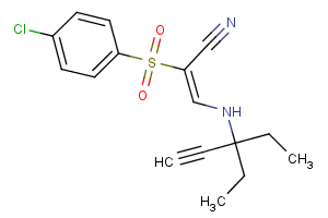(2E)-2-(4-chlorobenzenesulfonyl)-3-[(3-ethylpent-1-yn-3-yl)amino]prop-2-enenitrile