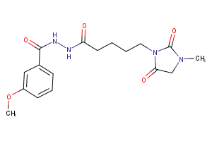 N’-(3-methoxybenzoyl)-5-(3-methyl-2,5-dioxo-1-imidazolidinyl)pentanohydrazide